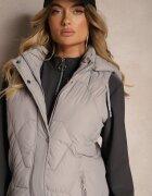 j.style Vestă Gri matlasată cu finisaje elastice și glugă detașabilă Norinvia