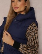 j.style Vestă lungă bleumarin cu glugă matlasată Mellyn