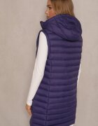 j.style Vestă Lungă Mov închis cu Glugă și Cusături decorative Vitiena