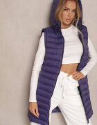 j.style Vestă Lungă Mov închis cu Glugă și Cusături decorative Vitiena