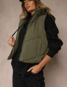 j.style Vestă Matlasată Verde închis Casual cu glugă Olanissa