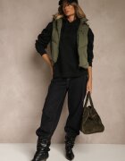 j.style Vestă Matlasată Verde închis Casual cu glugă Olanissa