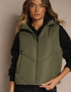 j.style Vestă Matlasată Verde închis Casual cu glugă Olanissa