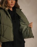 j.style Vestă Matlasată Verde închis Casual cu glugă Olanissa