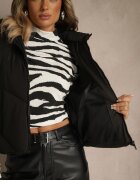 j.style Vestă Neagră Matlasată Casual cu Glugă Olanissa