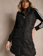 j.style Vestă Neagră matlasată cu finisaje elastice și glugă detașabilă Norinvia