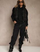 j.style Vestă Neagră Matlasată și căptușeală cu model în meandru Olerea
