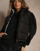 j.style Vestă Neagră Matlasată și căptușeală cu model în meandru Olerea