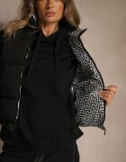 j.style Vestă Neagră Matlasată și căptușeală cu model în meandru Olerea