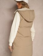 j.style Vestă Reversibilă Bej închis cu blană tip miel și cusături matlasate cu glugă Lertitana