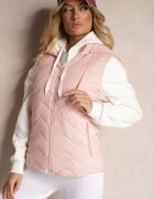 j.style Vestă Roză cu Glugă Detașabilă Decorată cu Model Matlasat Saritha