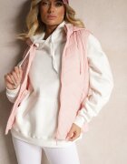 j.style Vestă Roză cu Glugă Detașabilă Decorată cu Model Matlasat Saritha
