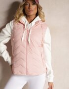 j.style Vestă Roză cu Glugă Detașabilă Decorată cu Model Matlasat Saritha