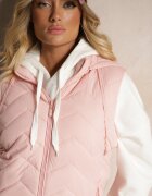 j.style Vestă Roză cu Glugă Detașabilă Decorată cu Model Matlasat Saritha