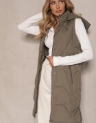 j.style Vestă Verde închis cu matlasare finisaje elastice și glugă detașabilă Norinvia