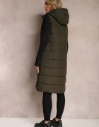 j.style Vestă Verde închis Matlasată model lung cu glugă Tawari