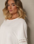 j&x Bluză Albă Decorată cu Mâneci Ajurate Vorana