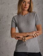 j&x Bluză asortată cu mânecă scurtă din viscoză cu împletituri Grita Gri