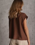 j&x Bluză rustică din vâscoză decorată cu imitație de pietre la decolteu Anthelia Maro