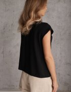 j&x Bluză rustică din vâscoză decorată cu imitație de pietre la decolteu Anthelia Neagră