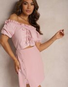 j&x Bluză Spaniolă Roz deschis cu Mânecă Scurtă Viknina