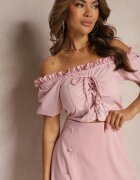 j&x Bluză Spaniolă Roz deschis cu Mânecă Scurtă Viknina