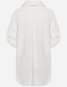j&x Cămașă Albă Vâscoză Tip Liliac cu Mâneci Reglabile și Broderie Drenesh