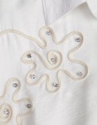 j&x Cămașă Albă Vâscoză Tip Liliac cu Mâneci Reglabile și Broderie Drenesh