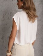 j&x Cămașă Boho Albă din Viscoză Fără Mâneci cu Șnur în Talie Assabel