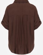 j&x Cămașă Maro din Vâscoză tip Liliac cu Mâneci Reglabile și Broderie Drenesh