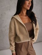 j&x Cardigan Bej Cu fermoar Din lână Cu glugă Aniole