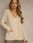 j&x Cardigan Bej deschis cu bumbac și model în relief Reisina