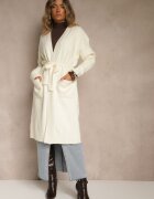 j&x Cardigan Bej deschis Embosat cu Lână cu croială deschisă și curea Dorrive