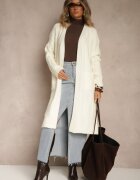 j&x Cardigan Bej deschis Embosat cu Lână cu croială deschisă și curea Dorrive