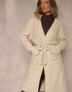 j&x Cardigan bej embosat cu lână cu croială fără închidere cu curea Dorrive