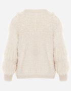 j&x Cardigan Bej Tricotat cu Lână Imitând Penele cu Nasturi Perlați Meviatta