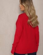 j&x Cardigan Casual Bordeaux cu bumbac cu buzunare decorat cu imprimeu în relief Mevanille