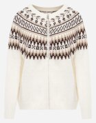 j&x Cardigan cu fermoar cu lână în motiv norvegian Oliac Bej deschis