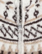 j&x Cardigan cu fermoar cu lână în motiv norvegian Oliac Bej deschis