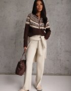 j&x Cardigan cu fermoar cu lână în motiv norvegian Oliac Maro