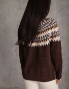 j&x Cardigan cu fermoar cu lână în motiv norvegian Oliac Maro