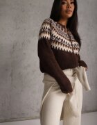 j&x Cardigan cu fermoar cu lână în motiv norvegian Oliac Maro