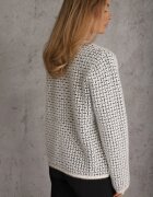 j&x Cardigan cu lână cu model geometric cu nasturi în stil perle Ifre Alb