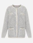 j&x Cardigan cu lână cu model geometric cu nasturi în stil perle Ifre Alb