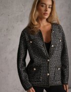 j&x Cardigan cu lână cu model geometric cu nasturi în stil perle Ifre Negru