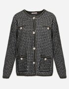 j&x Cardigan cu lână cu model geometric cu nasturi în stil perle Ifre Negru