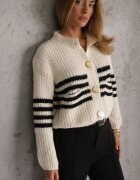 j&x Cardigan cu lână în dungi stil elegant Pallem Bej deschis