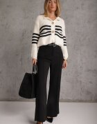 j&x Cardigan cu lână în dungi stil elegant Pallem Bej deschis