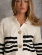 j&x Cardigan cu lână în dungi stil elegant Pallem Bej deschis