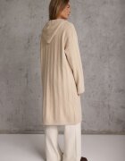 j&x Cardigan cu lână și bumbac lungă cu glugă cu nasturi și model împletit Nahili Bej